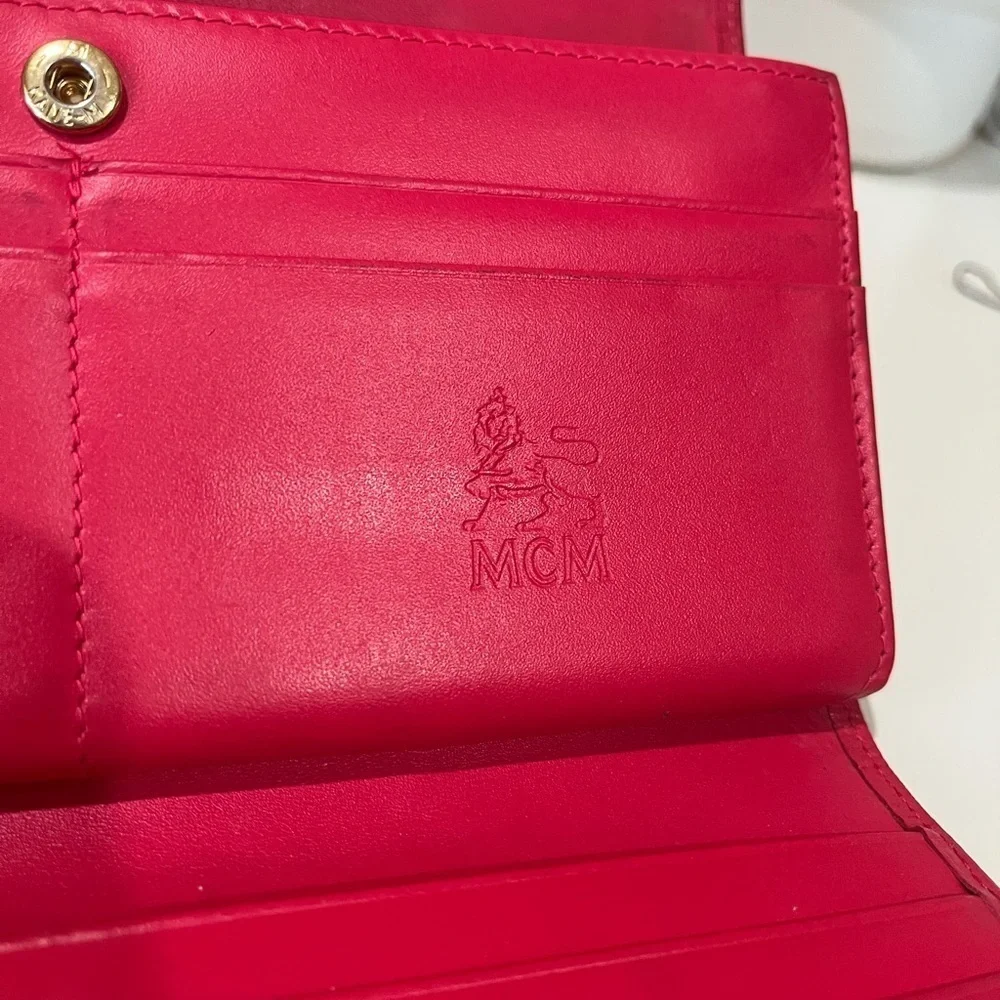 MCM DARK PINK LONG TRIFOLD WALLET